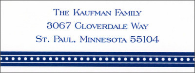 Beaded Navy Return Address Labels